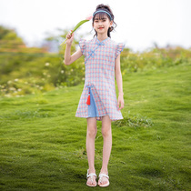 Girls Hanfu spring and Autumn 2021 new summer dress Tang dress Chinese style ancient style childrens dress Cheongsam girls ancient dress super fairy