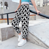 Tide girls ice silk anti-mosquito pants summer 2021 new Korean version of thin trousers large childrens summer childrens pants