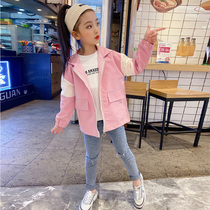 Girls spring coat 2021 new foreign style childrens spring and autumn fashion childrens clothing girls net red jacket baby top