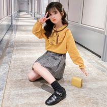 Girls  suit autumn 2021 new childrens foreign style fashion spring and autumn net red fashionable girl skirt two-piece set