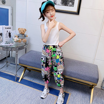 Girls  summer clothes Korean edition suit 2021 new childrens summer tide net red fashionable foreign style sports big childrens clothing girls