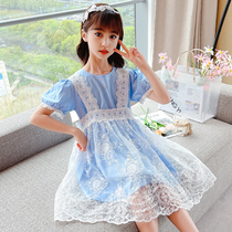 Girls dress summer 2021 new foreign style girl lace princess dress summer childrens college style skirt tide