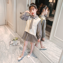 Childrens clothing Girls  suit autumn 2021 new foreign style childrens dress girl dress spring and autumn net red two-piece set