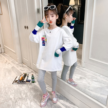 Girls spring suit 2021 new foreign style childrens net red fashionable clothes spring and autumn middle and large childrens sports two-piece set