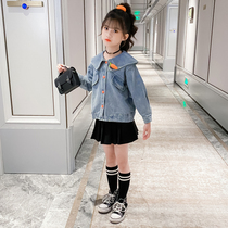 Childrens clothing net red foreign style girls denim jacket spring and autumn 2021 new Korean version of the spring childrens clothing in the big childrens top tide