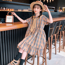 Big girl dress summer 2021 new net red foreign style summer little girl pure cotton clothes childrens dress skirt