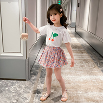 Girls suit summer 2021 new foreign style net red childrens clothing little girl summer childrens dress two-piece trend