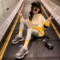 Girls  autumn suit 2021 new Korean version of the childrens girl net red Korean version of the spring and autumn Western style sweater two-piece set