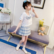 Girls jk uniform suit Summer suit Japanese sailor suit Student Childrens college style shirt pleated skirt two-piece set