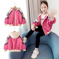 Girls  jackets autumn 2021 new foreign style childrens Korean version of the girl net red childrens jackets hooded tops tide