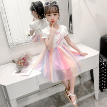 Girls dress summer dress 2021 new little girl super fairy net red cartoon princess skirt foreign summer yarn skirt