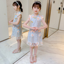 Girls Hanfu summer dress 2021 new childrens princess dress childrens clothing net red skirt summer fairy cheongsam