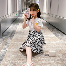 Girls net red suit summer dress 2021 new foreign style childrens summer Korean version of childrens clothing girls skirt two-piece set tide