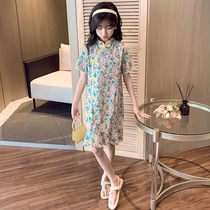 Girls dress summer dress 2021 new foreign style net red girl summer floral skirt children summer princess dress