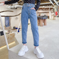 Girls  pants Childrens jeans spring wear 2021 new foreign style large childrens clothing girls spring and autumn leggings