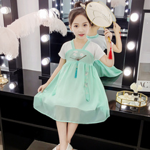 Girls Hanfu dress summer dress 2021 new little girl super fairy net red summer Chinese national style skirt