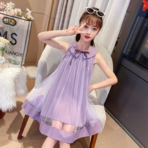 Girls dress summer dress 2021 new Korean version of the childs foreign princess dress big child summer net red girl skirt