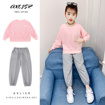 Girls spring suit 2021 new girl foreign style big childrens net red fashionable sports two-piece set spring and autumn tide
