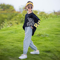 Girls  foreign style suit 2021 new autumn movement net red spring and autumn loose clothes childrens autumn two-piece set tide