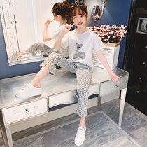 Girls summer suit 2021 new childrens summer sports big childrens clothing girls cartoon foreign style fashionable net red tide