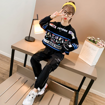 Childrens clothing Girls spring 2021 new suit Foreign style girls autumn two-piece set Childrens middle and large childrens net red fashion