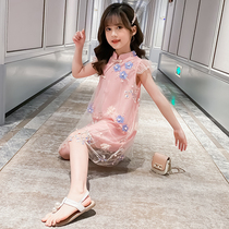 Girls dress 2021 new summer floral skirt childrens summer dress Western style fairy short-sleeved girl princess dress