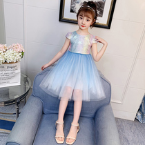 Girls dresses summer 2021 new foreign style summer childrens clothing little girl princess dress puffy yarn childrens skirt