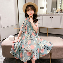 Girls summer dress 2021 new net red girl long dress super fairchild princess dress western summer skirt