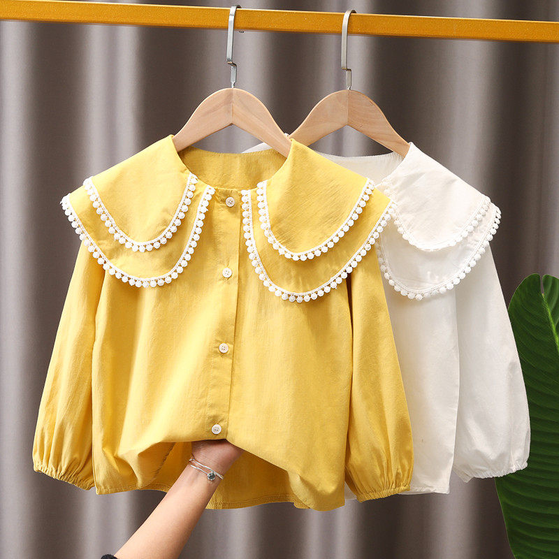 Children's clothing 2022 new children's long-sleeved shirts girls spring clothes Western style dolls autumn little girls shirt tops