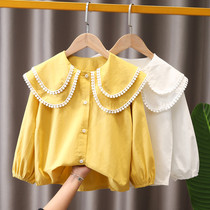 Childrens clothing 2021 new childrens long-sleeved shirt girls summer dress foreign style doll shirt summer little girl shirt top