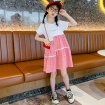 Girls cotton dress summer dress 2021 new foreign style net red childrens clothes big children summer college style skirt