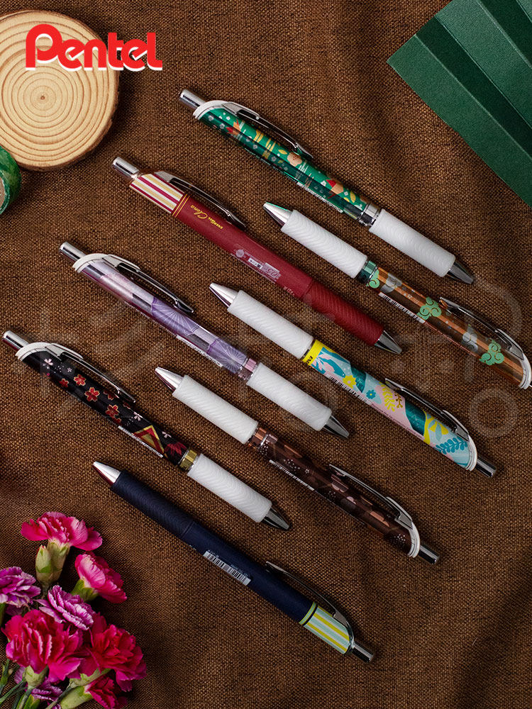 (Deng Zi chess with the same)Japan Patong Pentel push-type gel pen 0 5mm quick-drying needle tube student office exam pen Large capacity color signature water-based pen fireworks limited