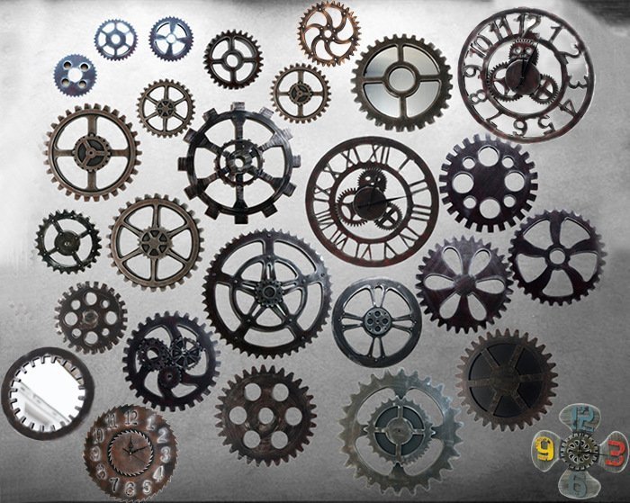 Retro Industrial Ventilation Machinery Gear Accessories Wall Decoration Watch Swing Piece Background Wall Pendant LOFT Do Old Bar