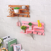 Solid wood wall Wall dining room bedroom living room decorations creative porch door key rack adhesive hook wall hanging