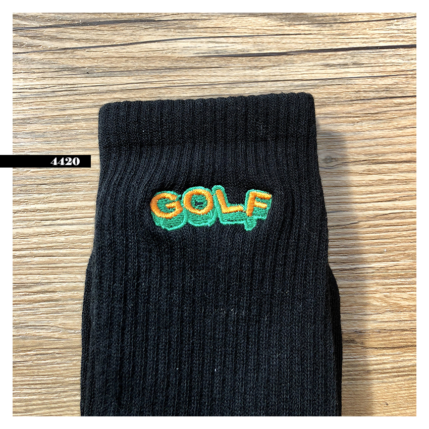 SS2L spot Golf sữa phông trắng / cam thêu Bông thể thao ống ngắn vớ nam và nữ vớ đường phố vớ hoa cúc