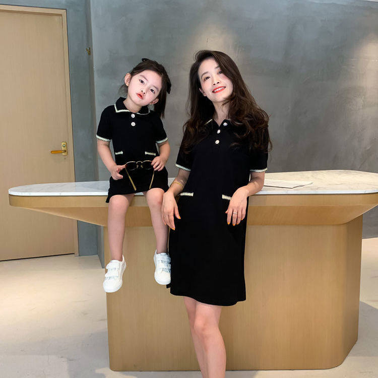 Pro-sub-dress for summer fashion New foreign female dress with small balsamic wind POLO collar College Wind dress Children