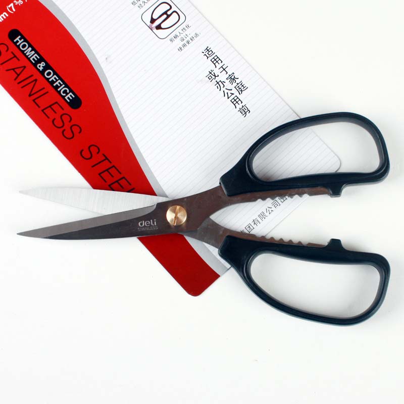 DELI powerful 6039 strong shear home office scissors stationery cutting ABS plastic handle scissors 195mm