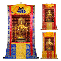 Customize Tibet Donka 0827 Insights Leave no empty Silk Guanyin Cloth Art Mounted Nepal Style Non Hand Painted