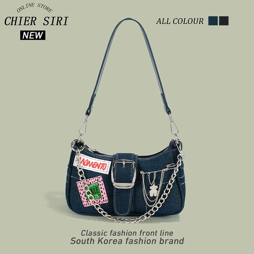 Джинсовая сумка подмышку, демисезонная сумка через плечо, премиум класс