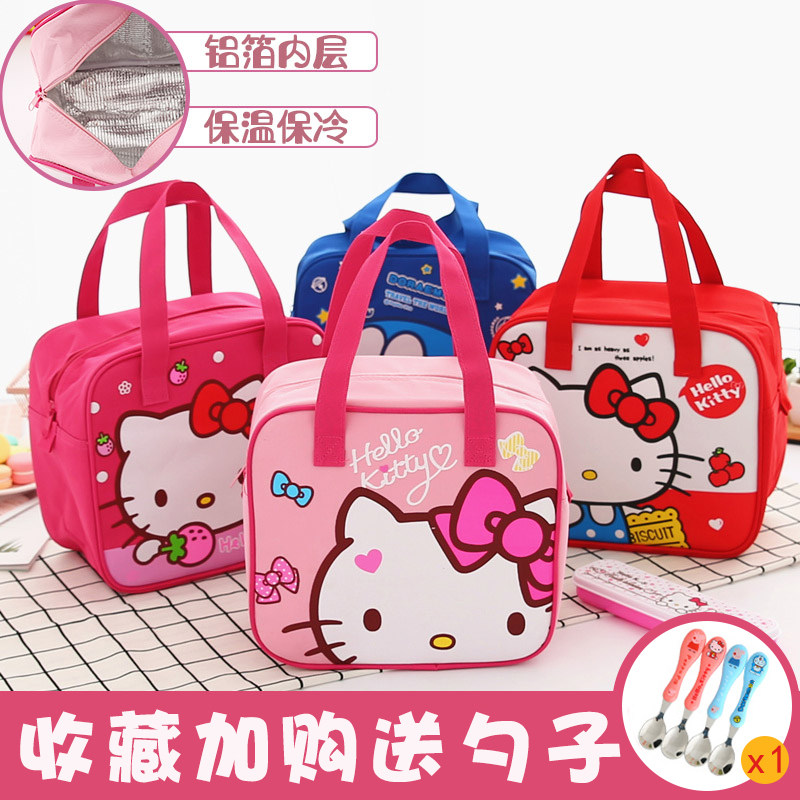 Cartoon bento with female insulation bag Aluminum foil thickened large insulation bag Bento bag portable waterproof belt rice bag cute