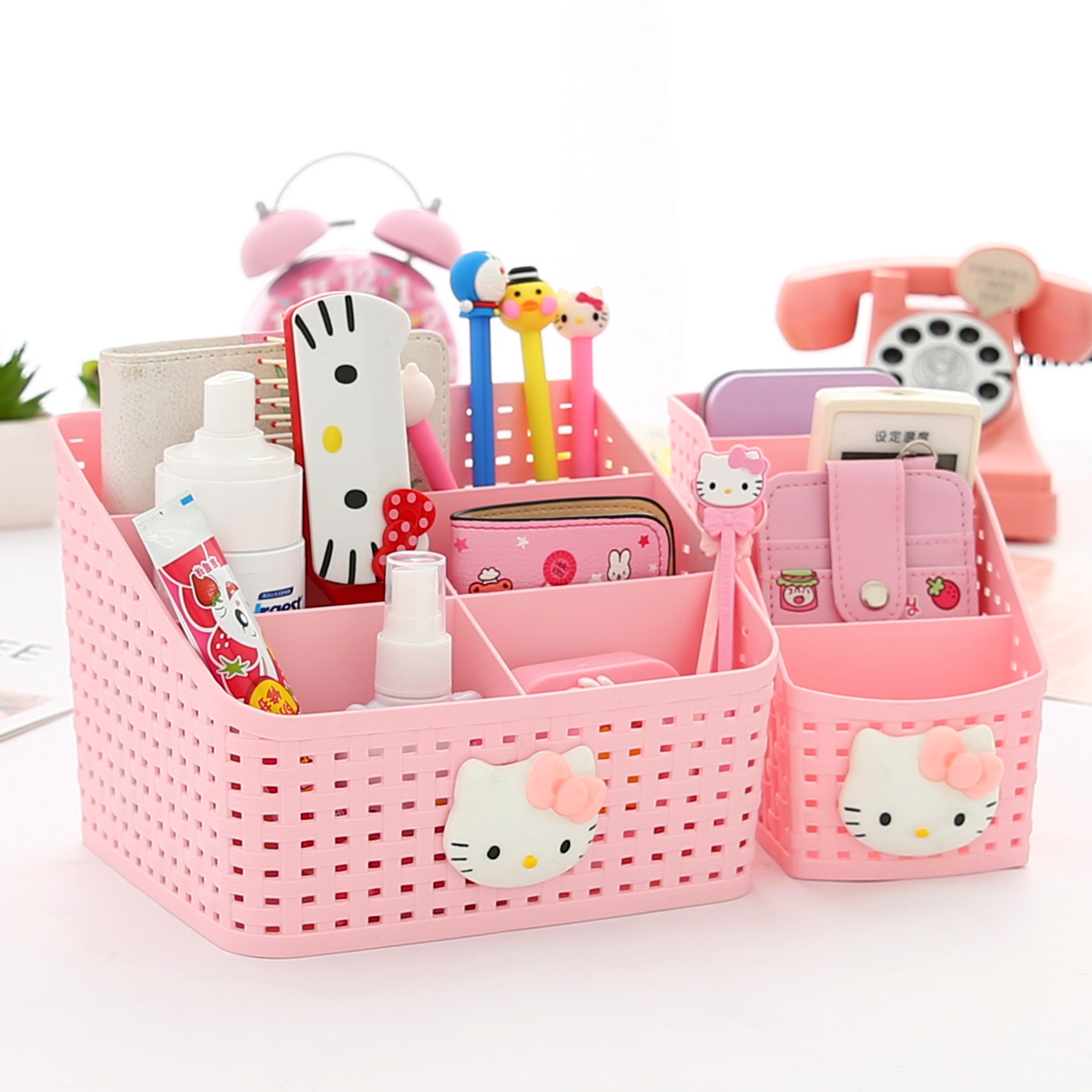 Cartoon KT home cute plastic desktop storage box cosmetic box storage box sundries stationery simple dormitory students