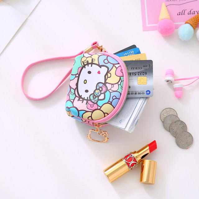 Cartoon hand-held zipper coin purse for women, mini Japanese style, ງ່າຍດາຍແລະຫນ້າຮັກ, ຖົງເງິນເດັກນ້ອຍ, ກະເປົາເງິນຂະຫນາດນ້ອຍ, ຖົງຂະຫນາດນ້ອຍ