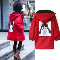 2021 New Girls spring and autumn clothes 6 windbreaker 7 middle and big child 8 Korean version of two sides wear 9 long 10 coat tide 12 years old