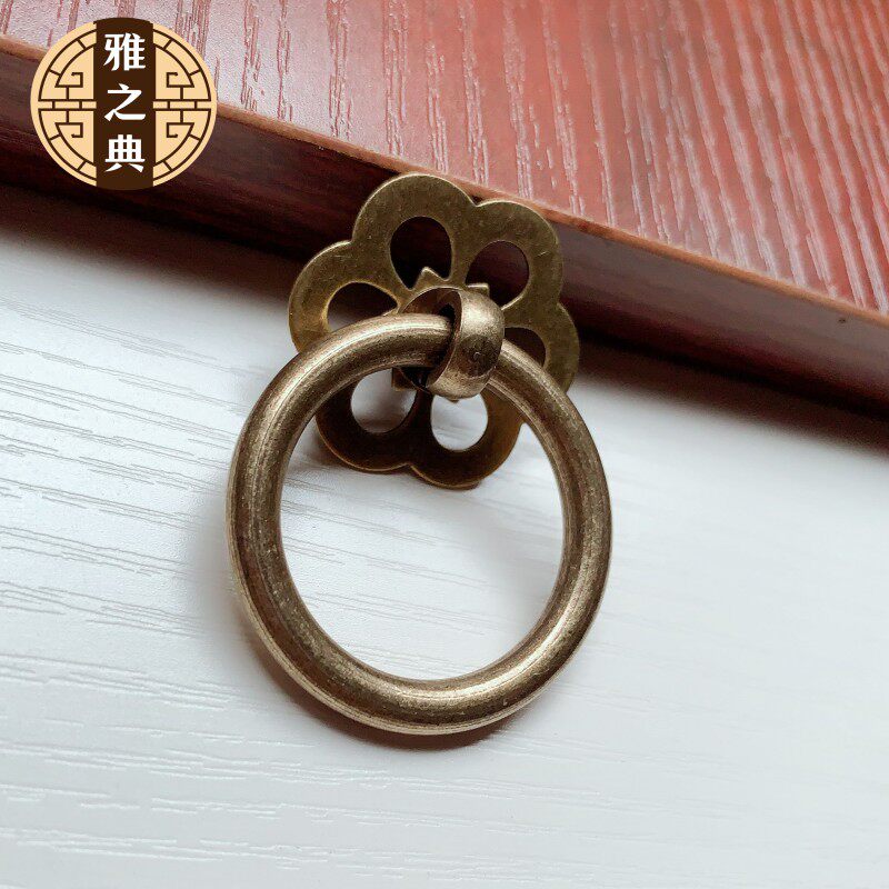 Chinese pure copper cabinet pull hand drawer copper handle ring 2 5 cm 3 cm 3 5 cm 4 cm