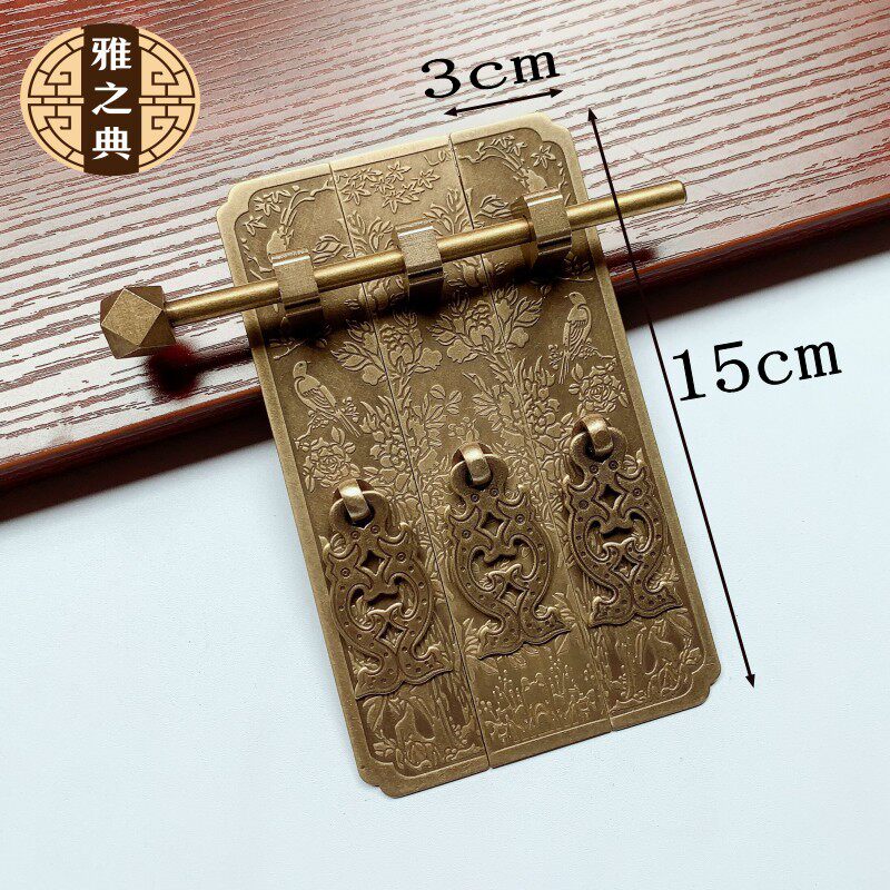 Antique copper new Chinese cabinet door flower and bird pattern copper handle New Chinese furniture hardware classical furniture copper accessories