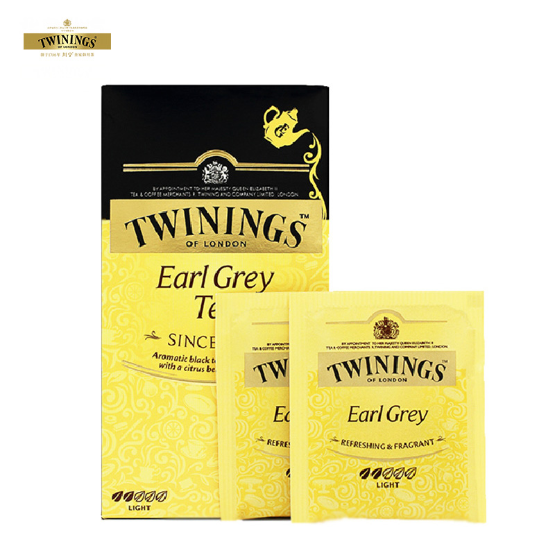 Twinings川宁英式早餐豪门伯爵红茶袋泡茶25片盒装进口茶包袋泡茶