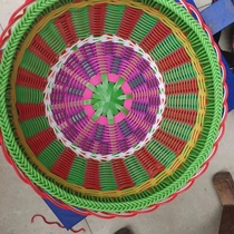 Purely hand-woven multifunctional kitchen and living room decorations fruit basket storage basket imitation rattan plastic steel belt exquisite picnic