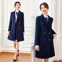Professional woolen woolen coat long sales department hotel front desk overalls female winter stewardess overalls