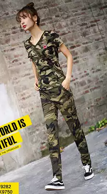 Green equipment summer new outdoor leisure slim V-neck camouflage short sleeve women cotton T-shirt half sleeve ladies