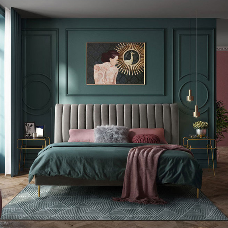 Port-Style Light Extravaganza Red Bed Linen Bean Sand Red Princess Cloth Art Bed Wedding Bed Modern Minimalist Bed Postmodern Double Bed